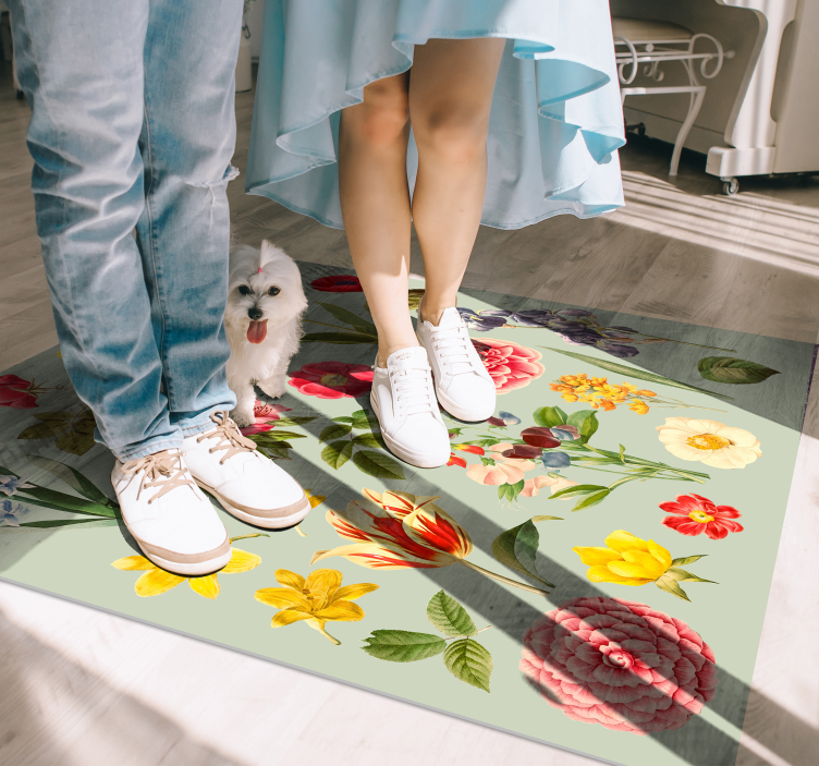 Floral Botanical Collection flower vinyl rug - TenStickers