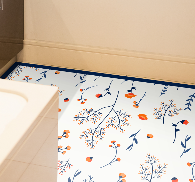 Floral Branches Pattern flower vinyl rug - TenStickers