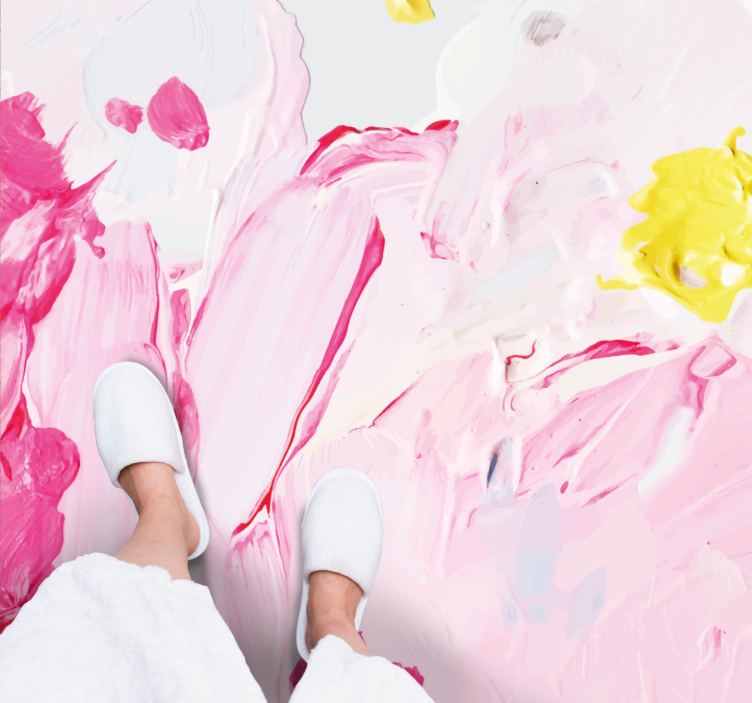 Teenager vinyl rug in abstract brushstrokes design - TenStickers