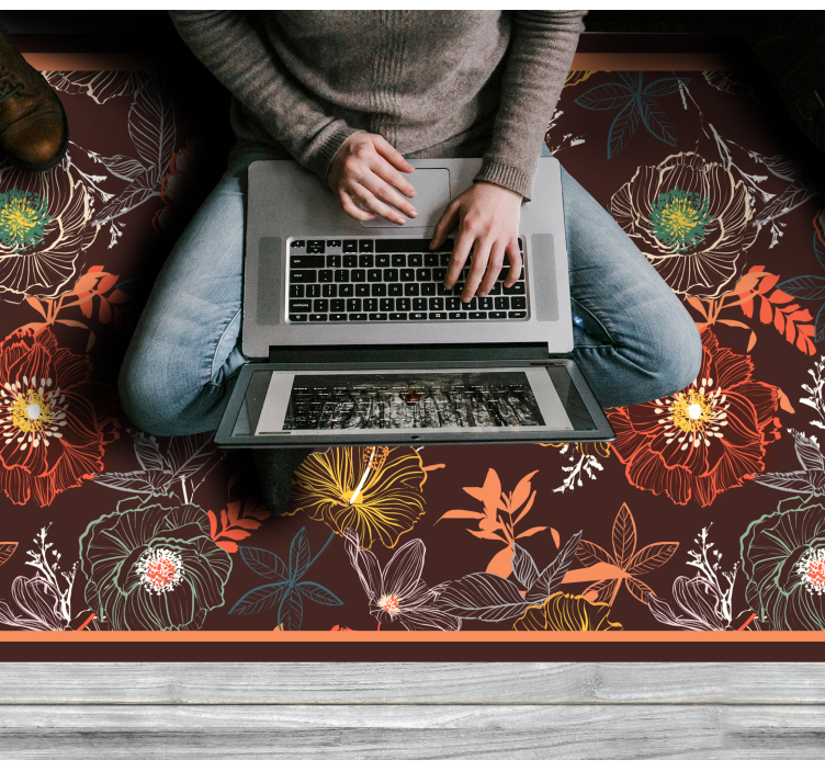 Vintage burst design flower vinyl rug - TenStickers