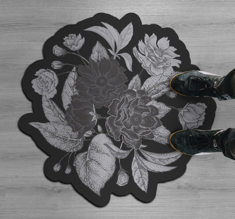 Floral Contour Display flower vinyl rug - TenStickers