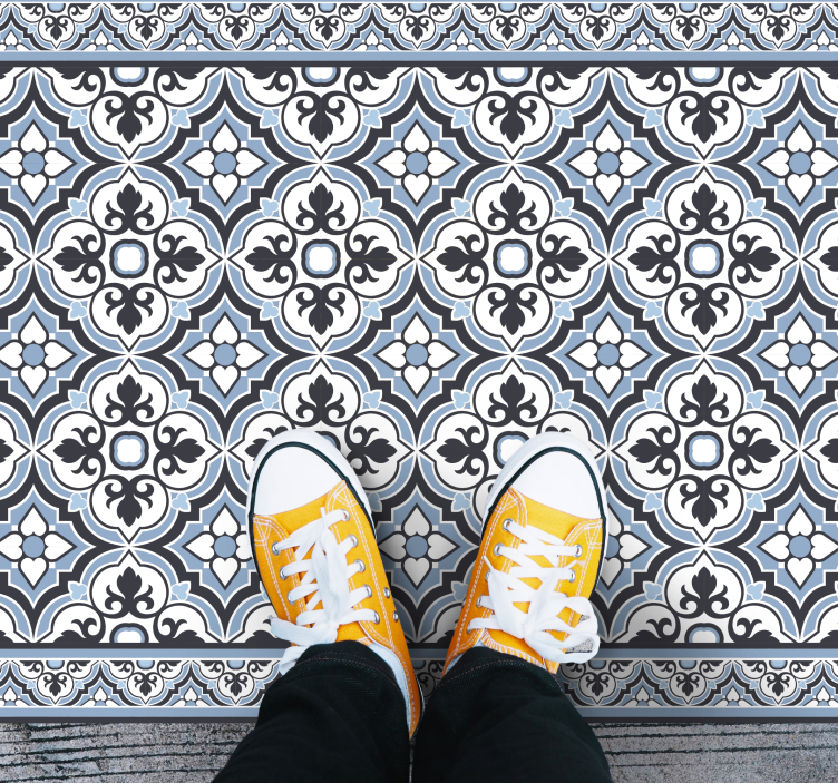 FLORAL GEO PATTERN marble vinyl rug - TenStickers