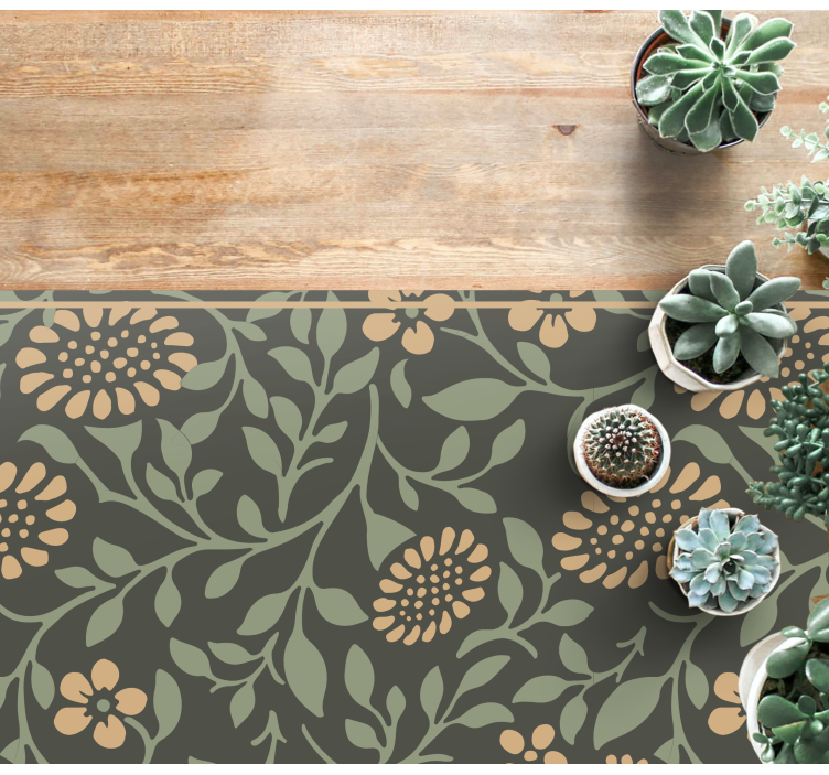 Sunflower green pattern flower vinyl rug - TenStickers