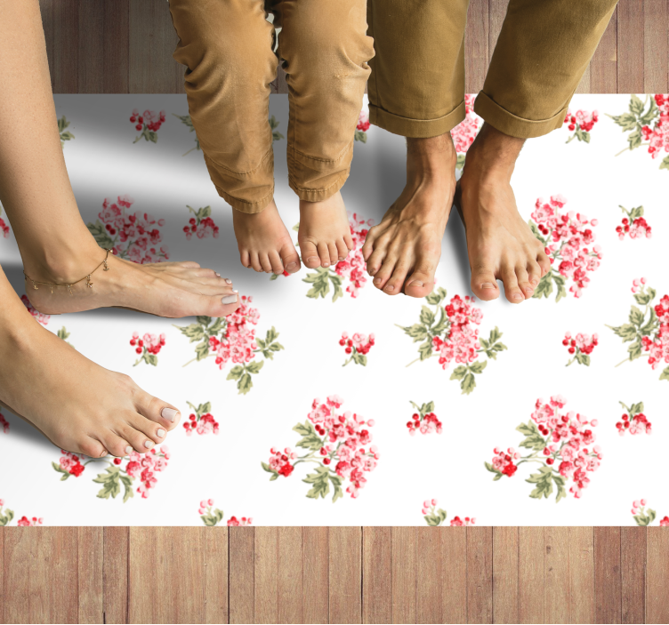 White minimalist design flower vinyl rug - TenStickers