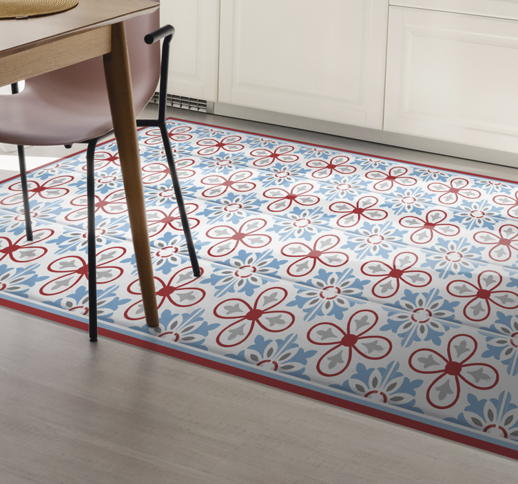 Floral Inspiration tile vinyl rug - TenStickers