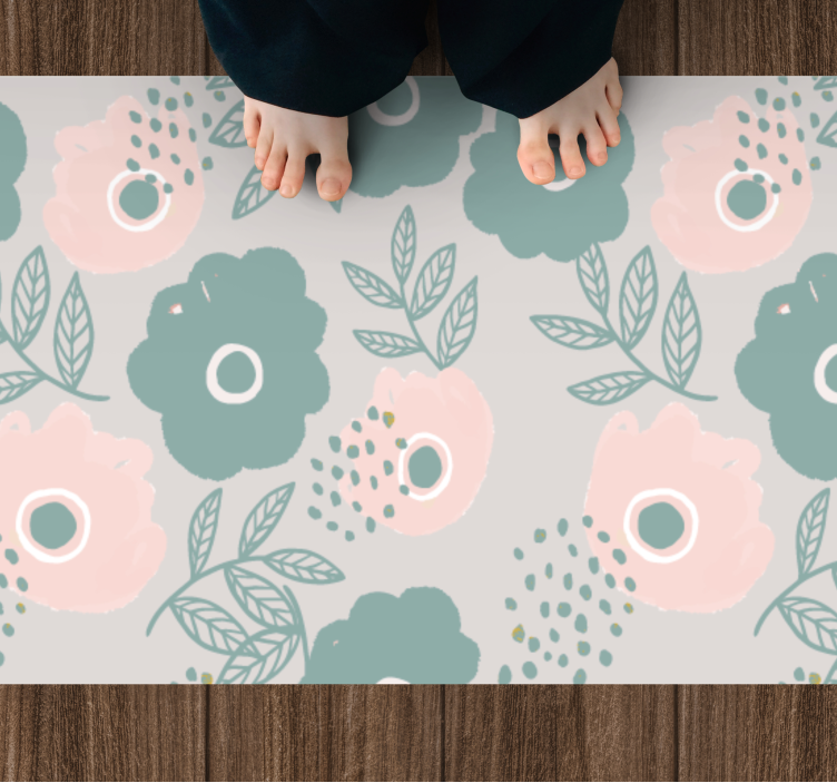 Floral Leaf Element flower vinyl rug - TenStickers