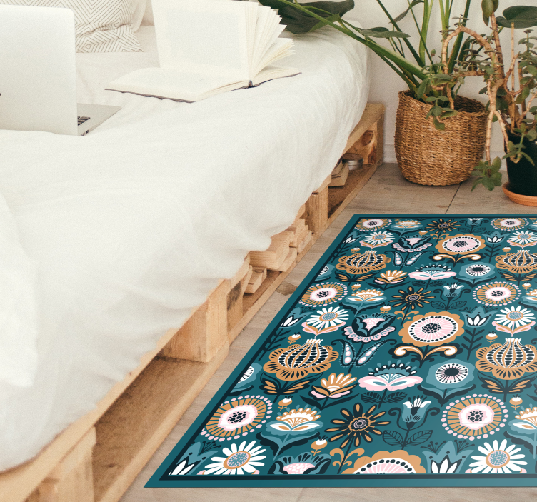 Floral Leaf Patterns bedroom vinyl rug - TenStickers