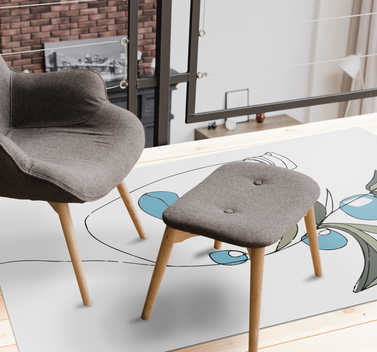 Floral Line Art flower vinyl rug - TenStickers