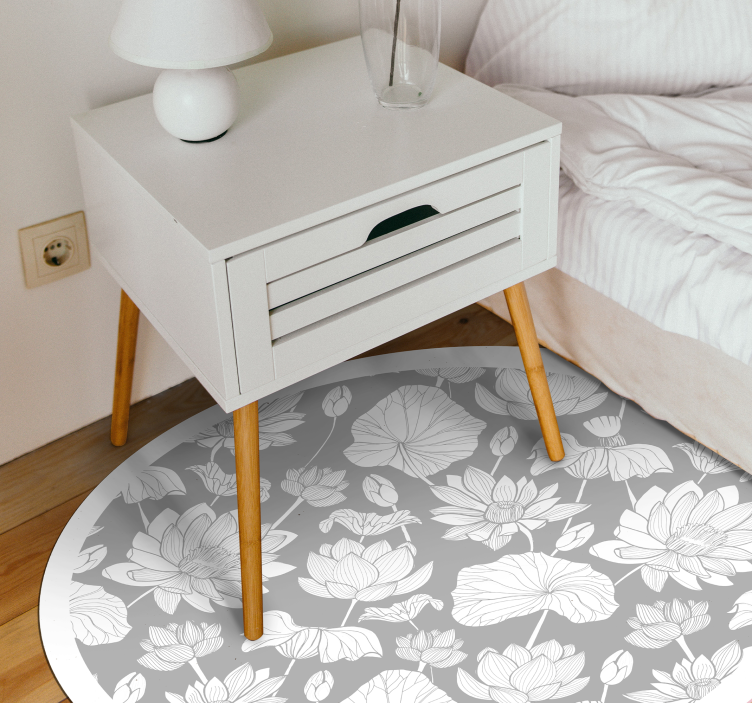 Floral Monochrome flower vinyl rug - TenStickers
