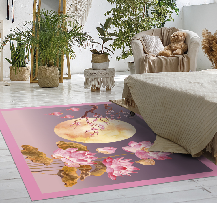 Floral Moonlight flower vinyl rug - TenStickers