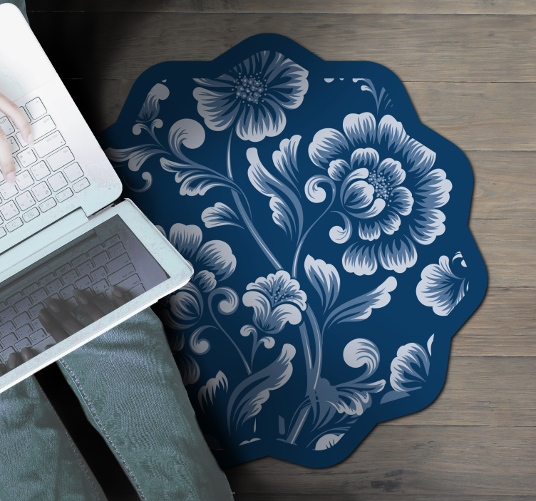 Floral Motif Accent flower vinyl rug - TenStickers
