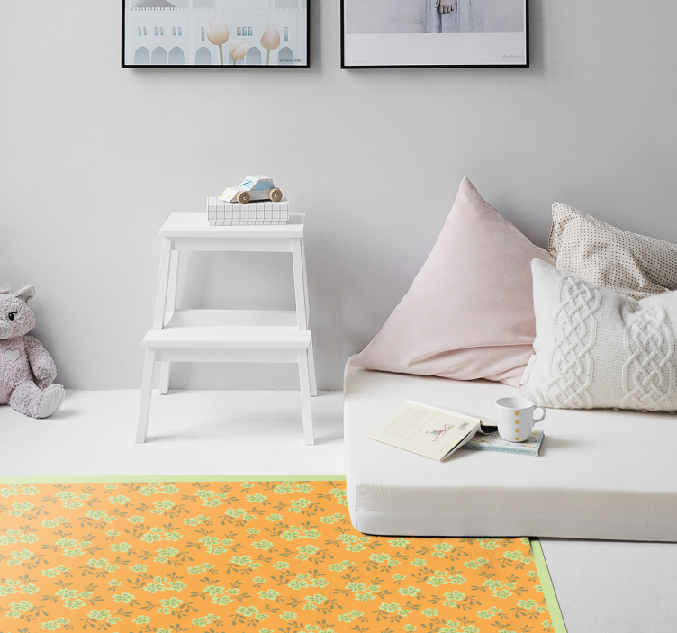 Floral Motif Surface flower vinyl rug - TenStickers