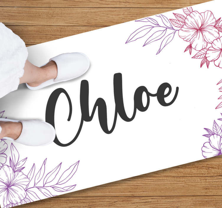 Floral custom name teenager vinyl rug - TenStickers