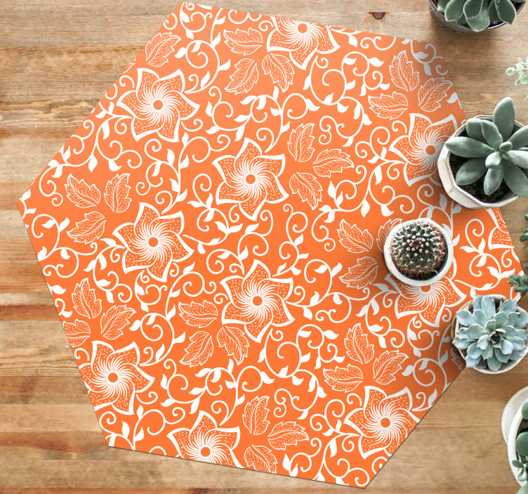 Floral Ornament flower vinyl rug - TenStickers
