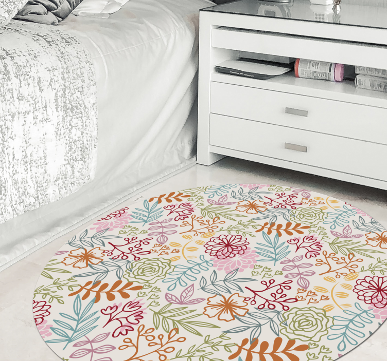 Floral Pastel Palette flower vinyl rug - TenStickers