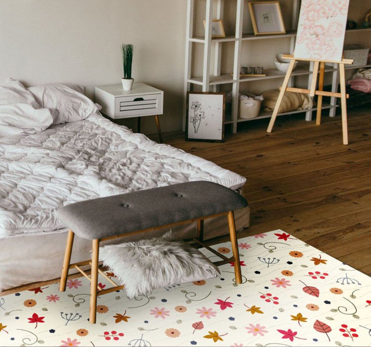 Floral Pattern Accent flower vinyl rug - TenStickers