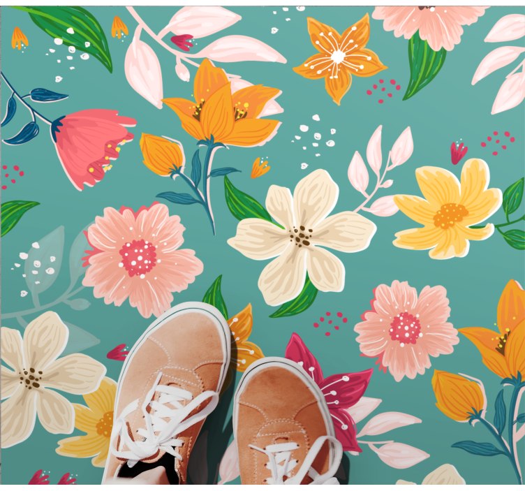 Floral Pattern Play flower vinyl rug - TenStickers