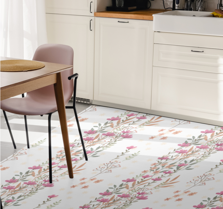 Floral Patterned Motif flower vinyl rug - TenStickers