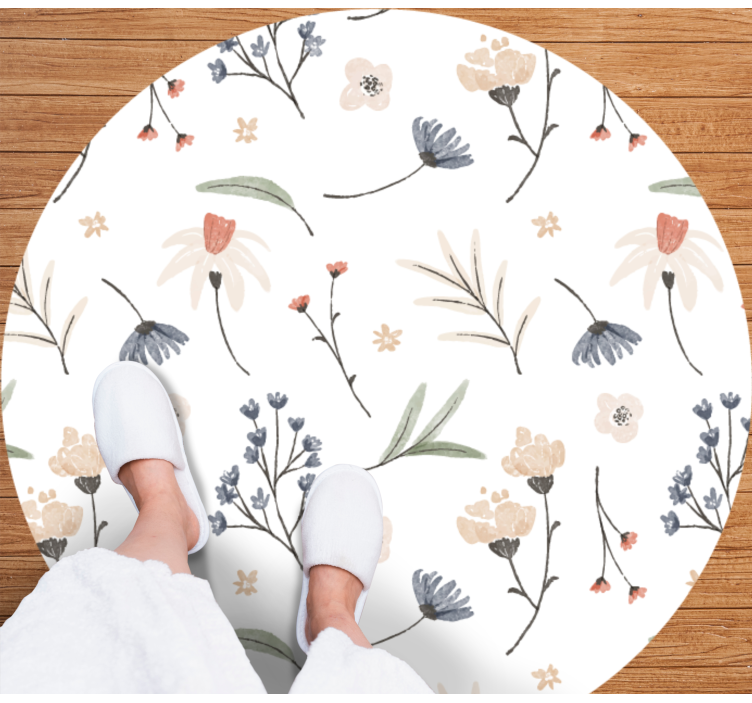 Minimalist elegant design flower vinyl rug - TenStickers