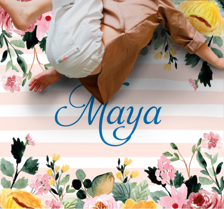 Floral personalisation bedroom vinyl rug - TenStickers