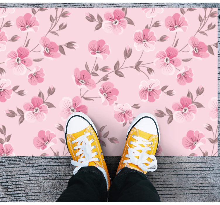 Floral Pink Harmony flower vinyl rug - TenStickers