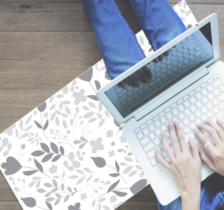 Floral Silhouette flower vinyl rug - TenStickers