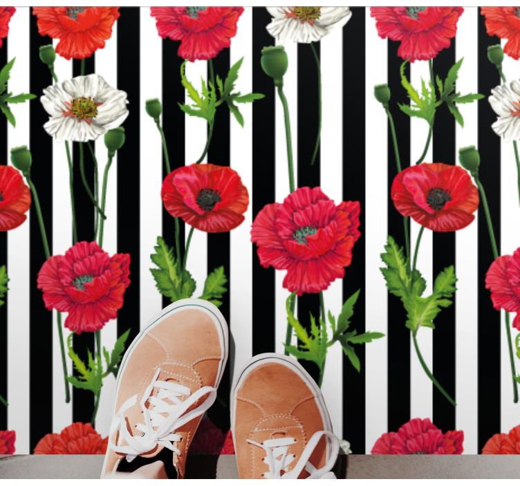 Floral Striped Pattern flower vinyl rug - TenStickers