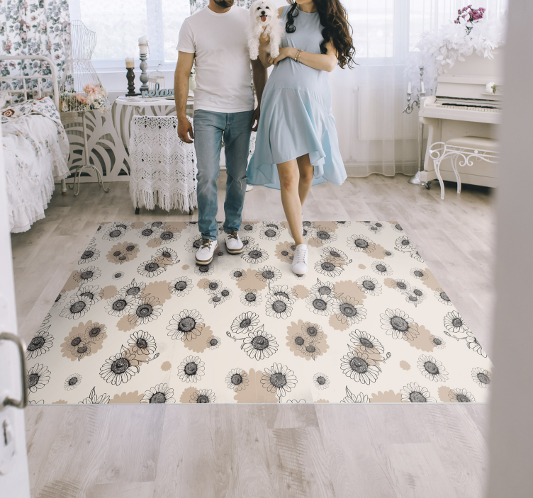 Floral Surface Pattern flower vinyl rug - TenStickers