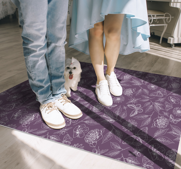 Floral Symmetry flower vinyl rug - TenStickers