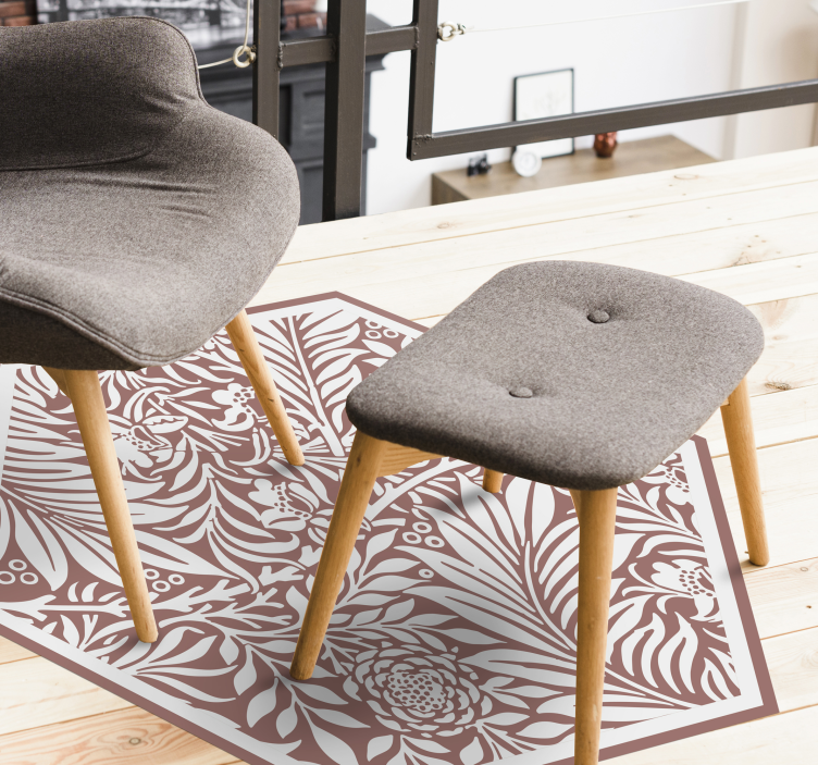 Floral Symmetry Hexagon flower vinyl rug - TenStickers