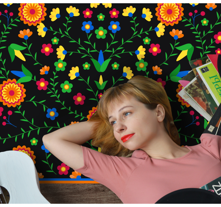 Colors Vibrant Motif flower vinyl rug - TenStickers