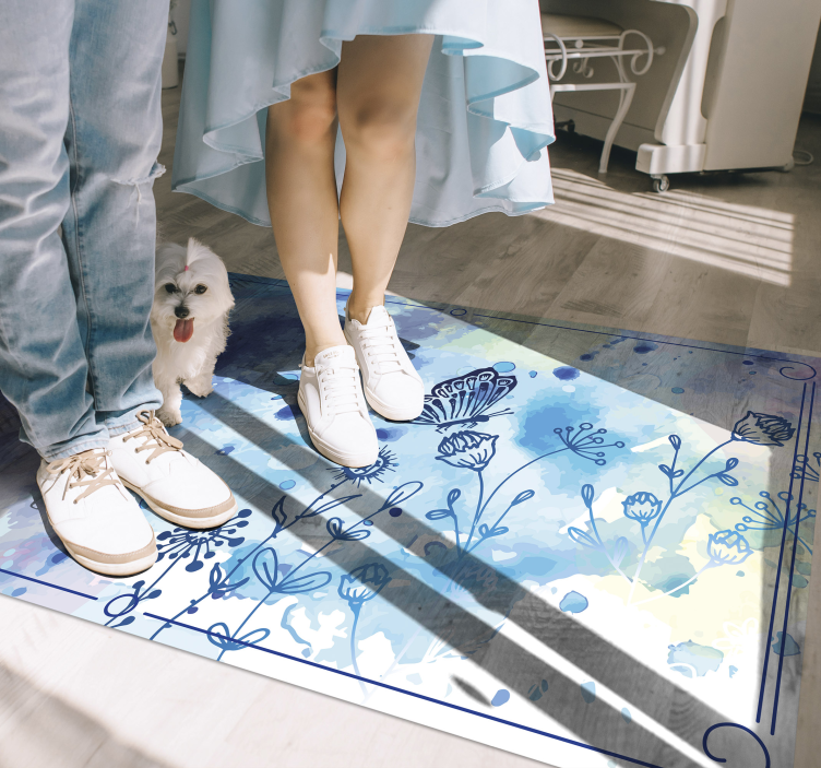 Floral Watercolor Elegance flower vinyl rug - TenStickers