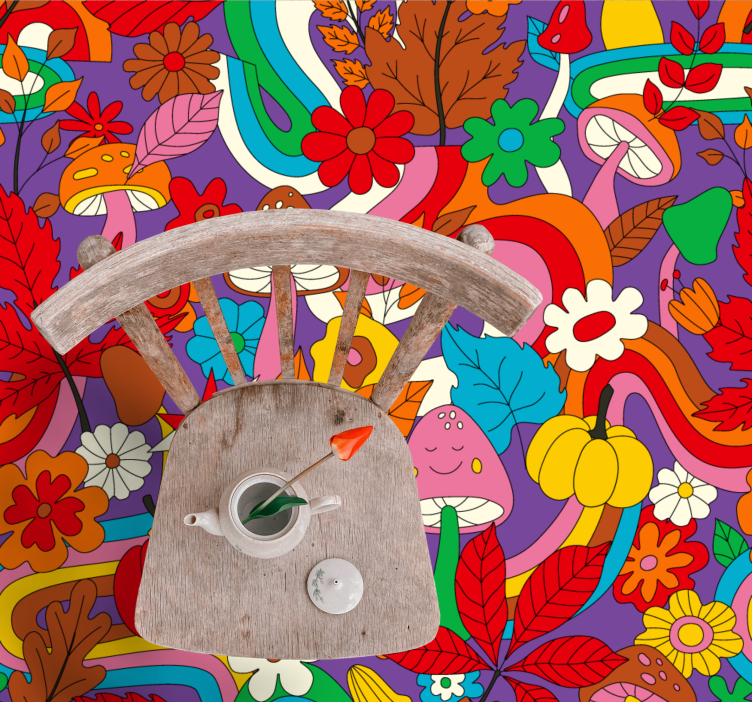 Flower power retro pattern floral rug - TenStickers