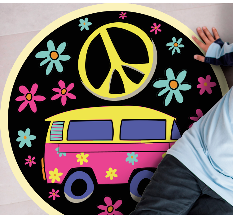 Flower Power Van vinyl rug - TenStickers