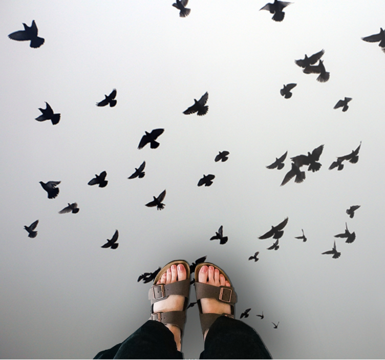 Flying Birds Pattern vinyl rug - TenStickers