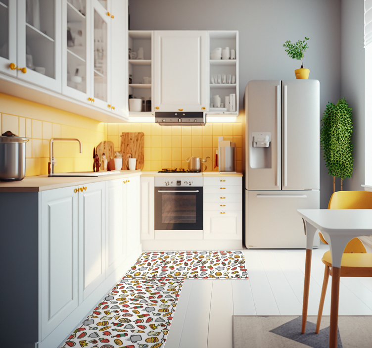 Food icons pattern modern rug - TenStickers