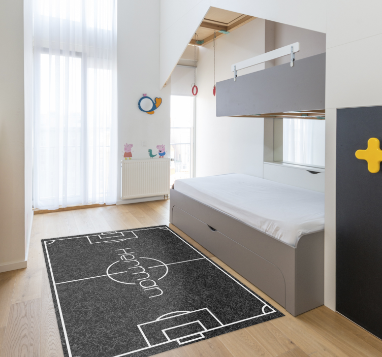 Football pitch with name gaming vinyl rug - TenStickers