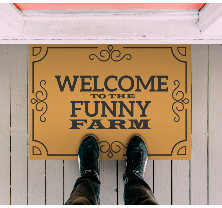 Funny Farm Welcome custom vinyl rug - TenStickers