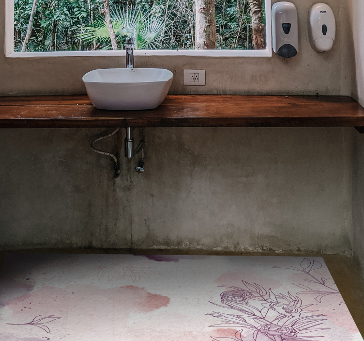 Gentle Blossom Accent flower vinyl rug - TenStickers