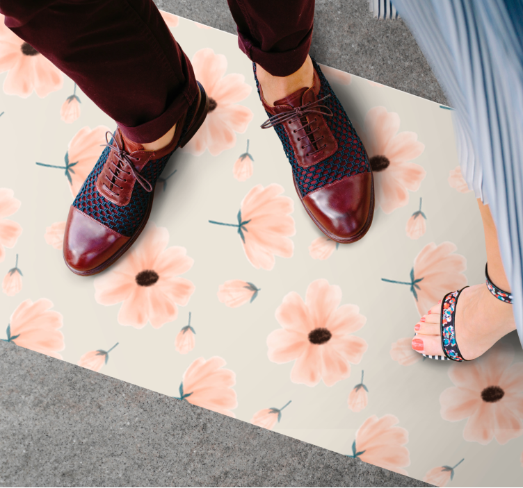 Gentle Motif flower vinyl rug - TenStickers