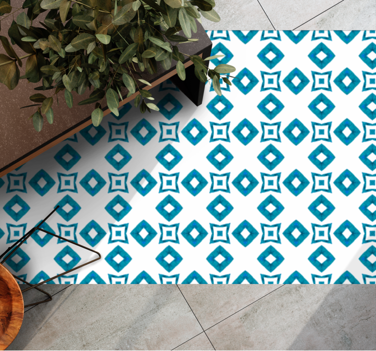 Geometric blue diamond  design geometric rugs - TenStickers