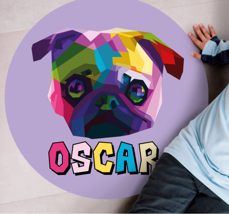 Geometric Canine Illustration custom vinyl rug - TenStickers