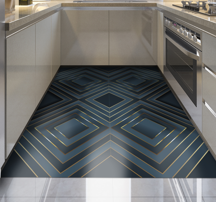 Black outlined squares modern vinyl rug - TenStickers