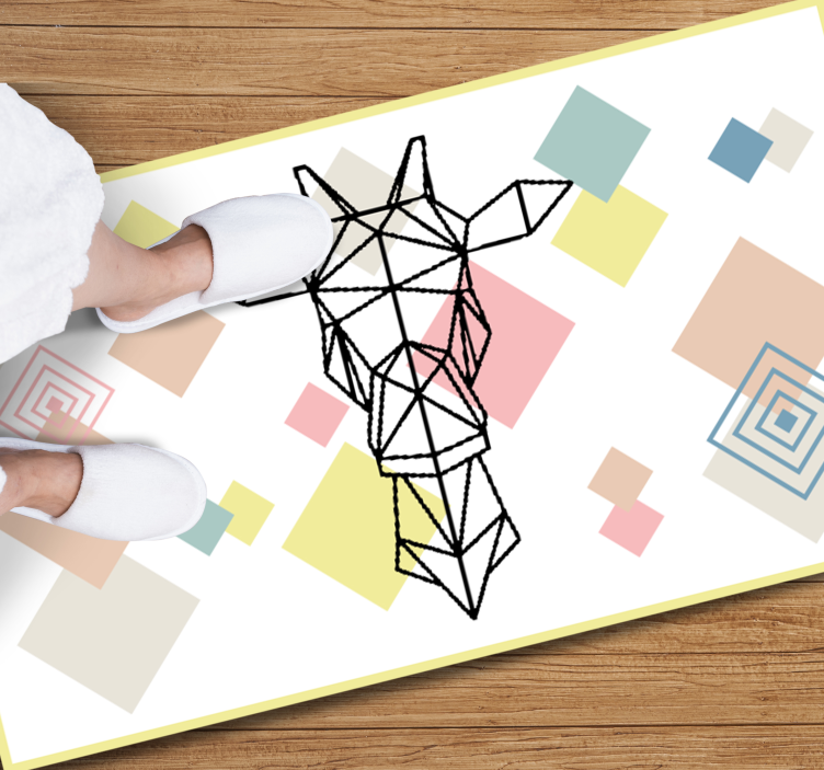 Abstract origami giraffe teenager vinyl rug - TenStickers