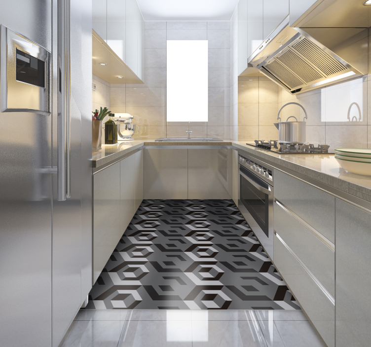 Geometric Kitchen Flooring geometric vinyl rug - TenStickers