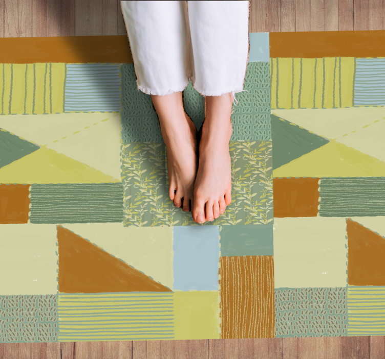 Geometric Patchwork Tapestry geometric vinyl rug - TenStickers