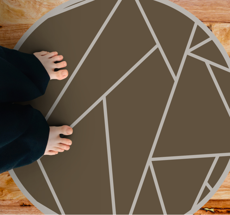 Geometric Pattern Circle brown vinyl rug - TenStickers