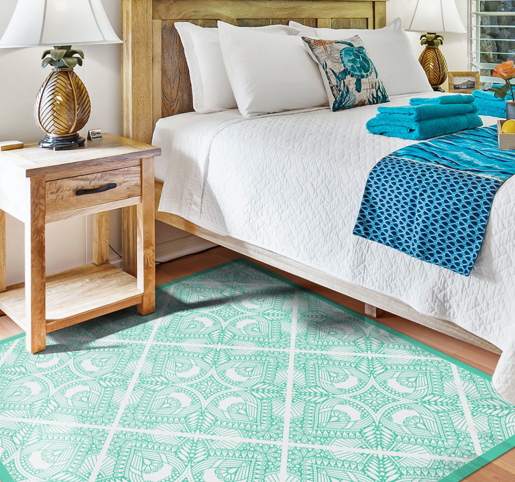 Geometric Patterned Overlay geometric vinyl rug - TenStickers