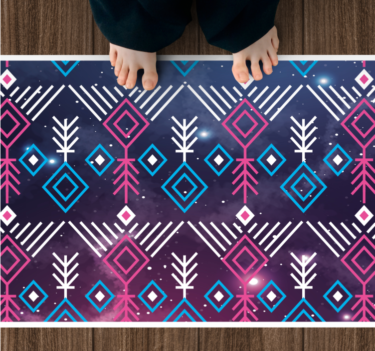 Ethnic purple and blue nordic vinyl rug - TenStickers