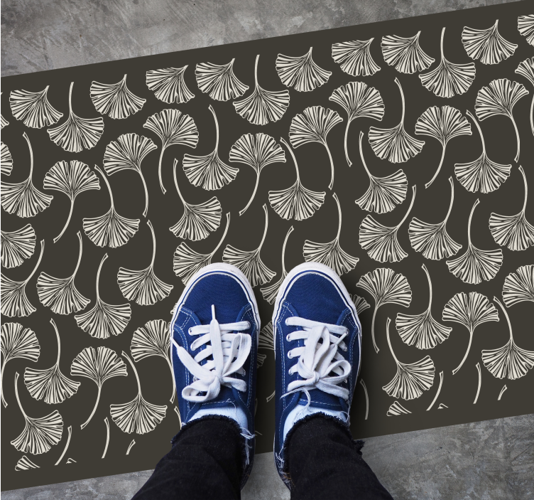 Ginkgo Leaf Motif flower vinyl rug - TenStickers